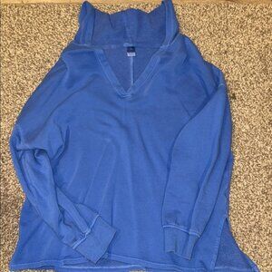 Blue V-Neck Hoodie
